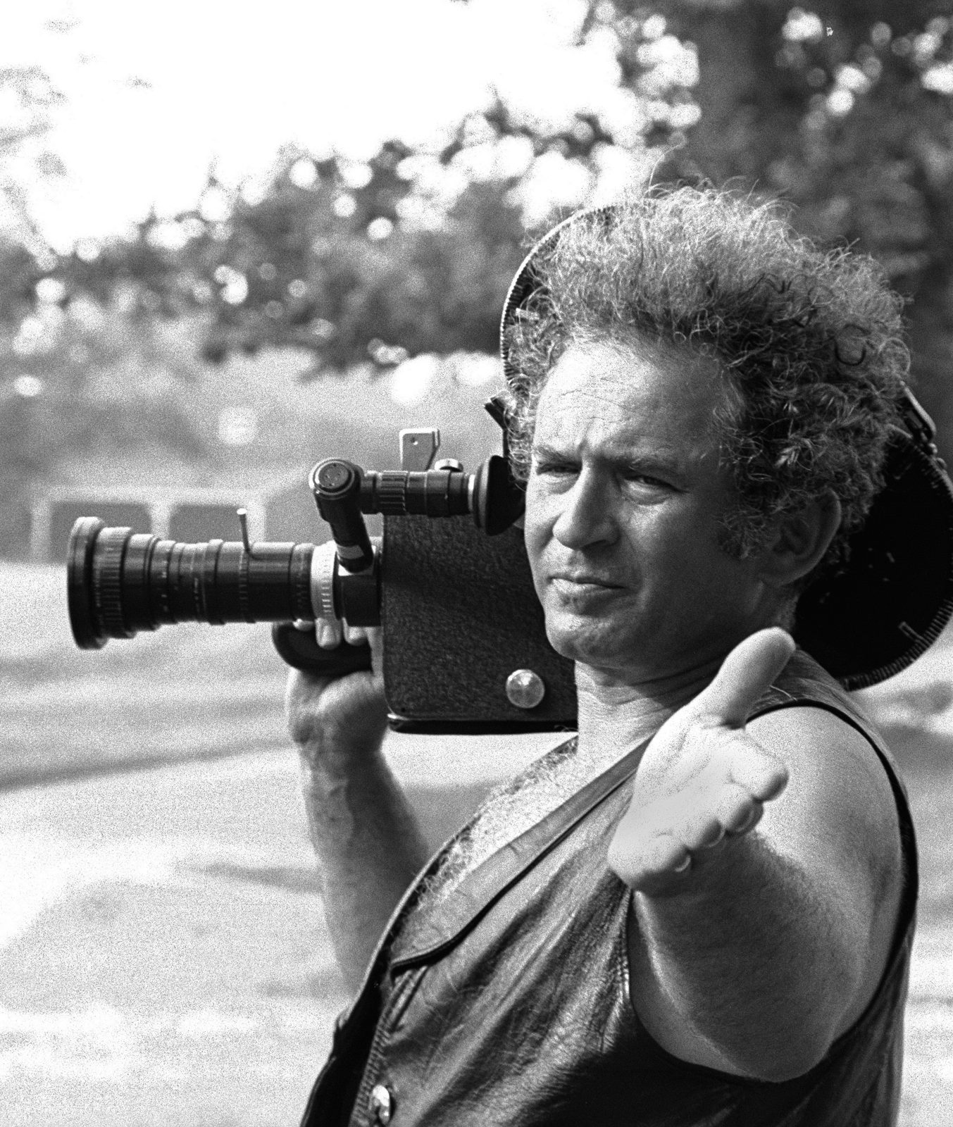 Norman Mailer with camera on set of Maidstone, Long Island, 1968 ©Daniel Kramer.