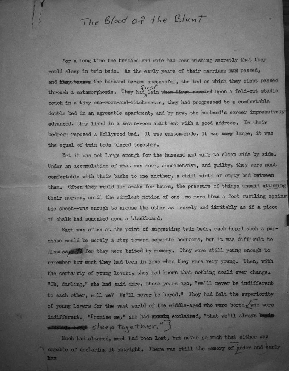 Page 1 of the typescript of “The Blood of the Blunt”