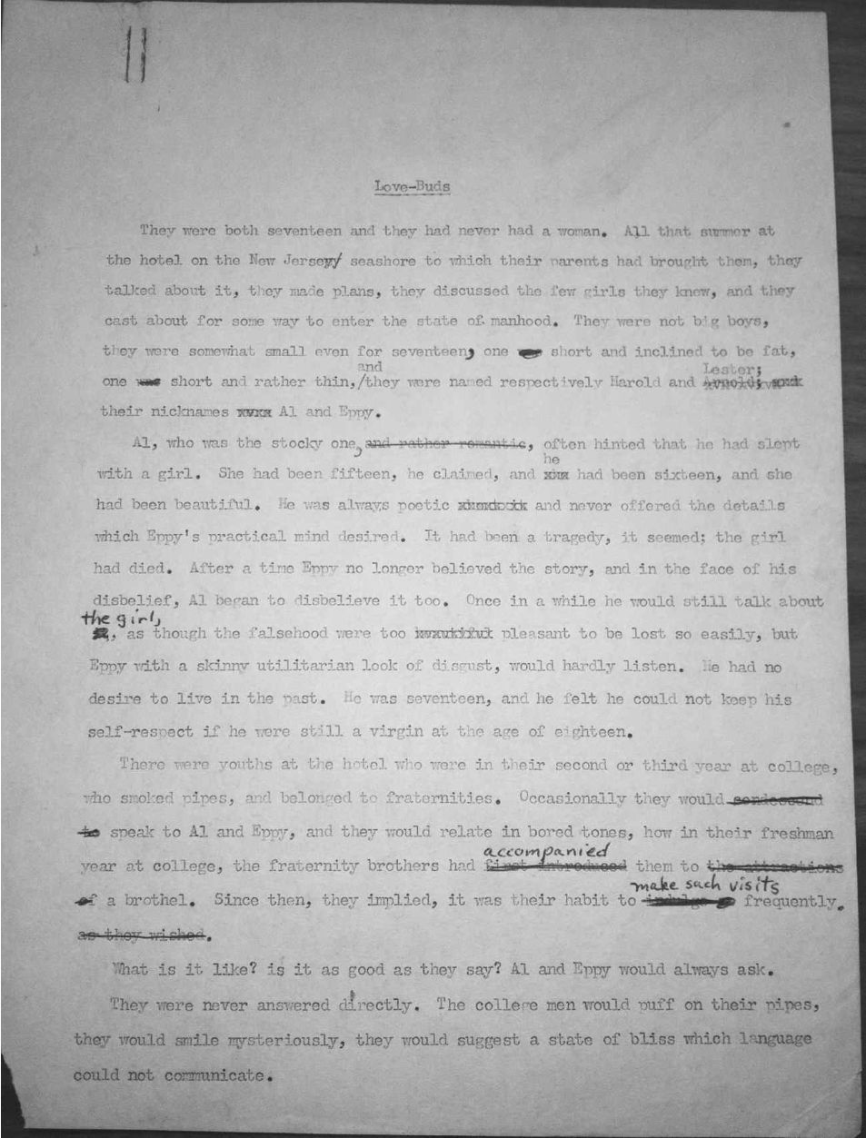 Page 1 of the typescript of “Love-Buds”