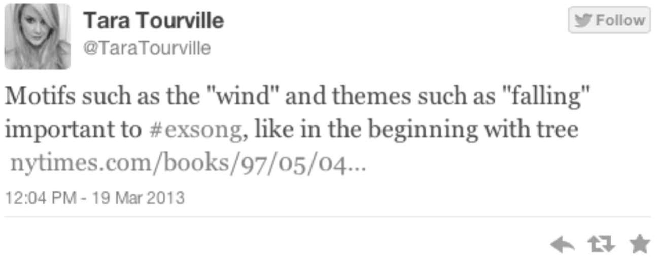 Motifs such as the “wind” and themes such as “falling” important to #exsong, like in the beginning with tree nytimes.com/books/97/05/04…