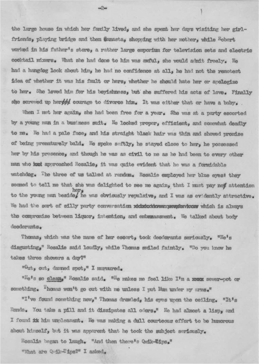 Page 2 of the typescript of “La Petite Bourgeoise”