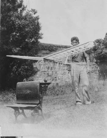 Norman about to fly one of his airplane models