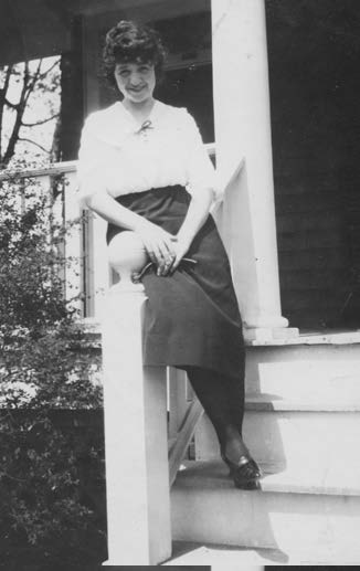 Mother on the steps of the Morris Avenue house, c. 1918