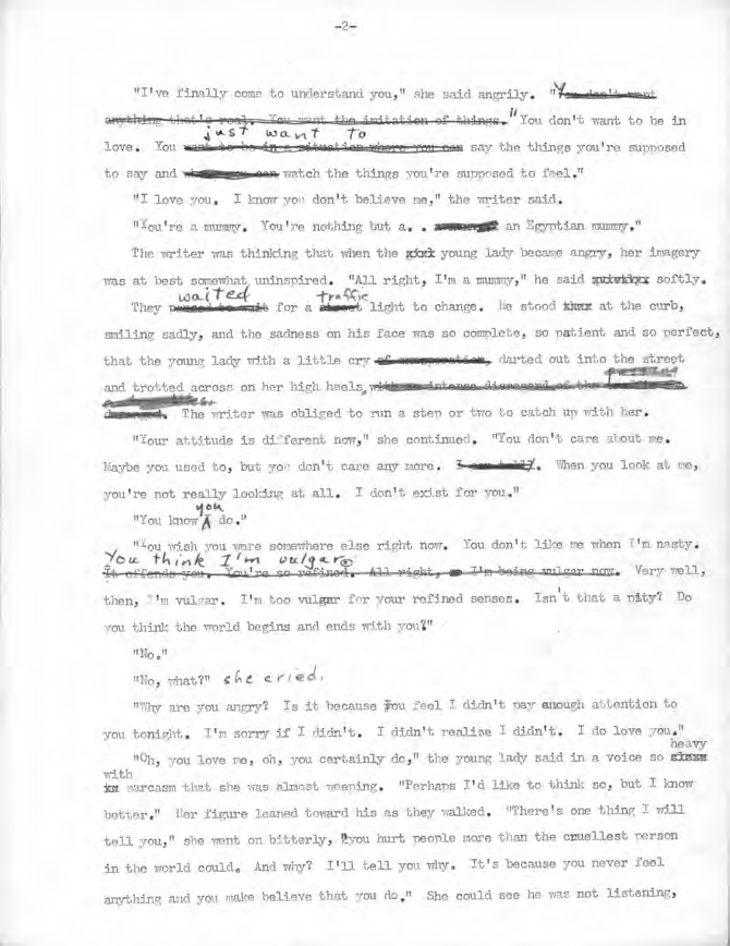 Page 2 of the typescript of “The Notebook”