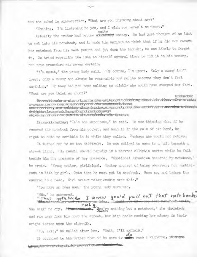 Page 3 of the typescript of “The Notebook”