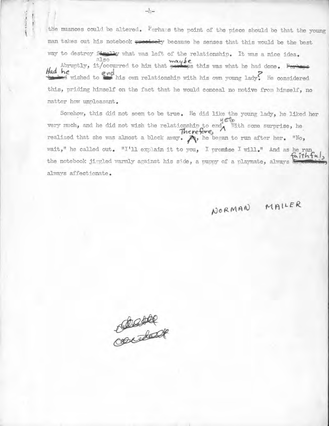 Page 4 of the typescript of “The Notebook”