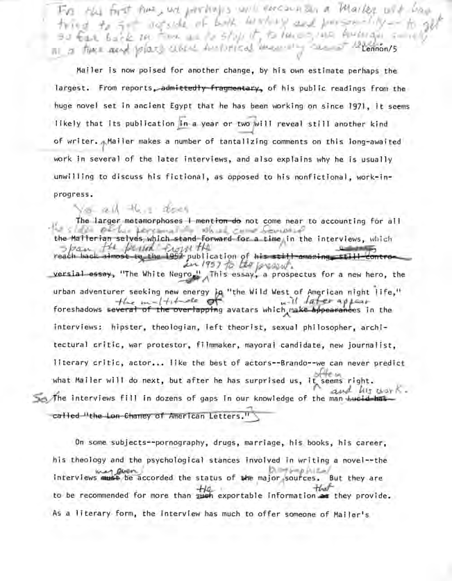 Page 6 of Lennon’s introduction with Mailer’s comments