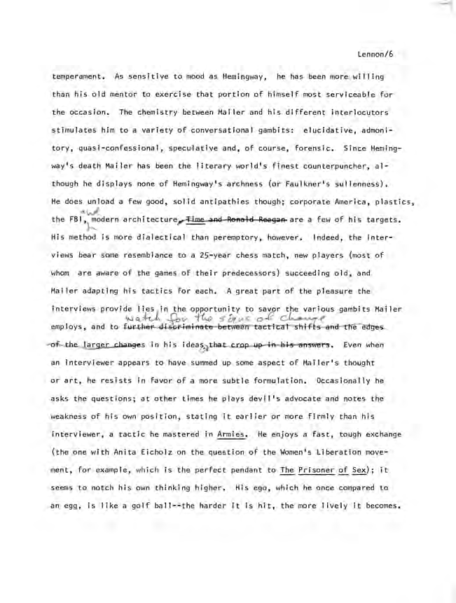 Page 7 of Lennon’s introduction with Mailer’s comments