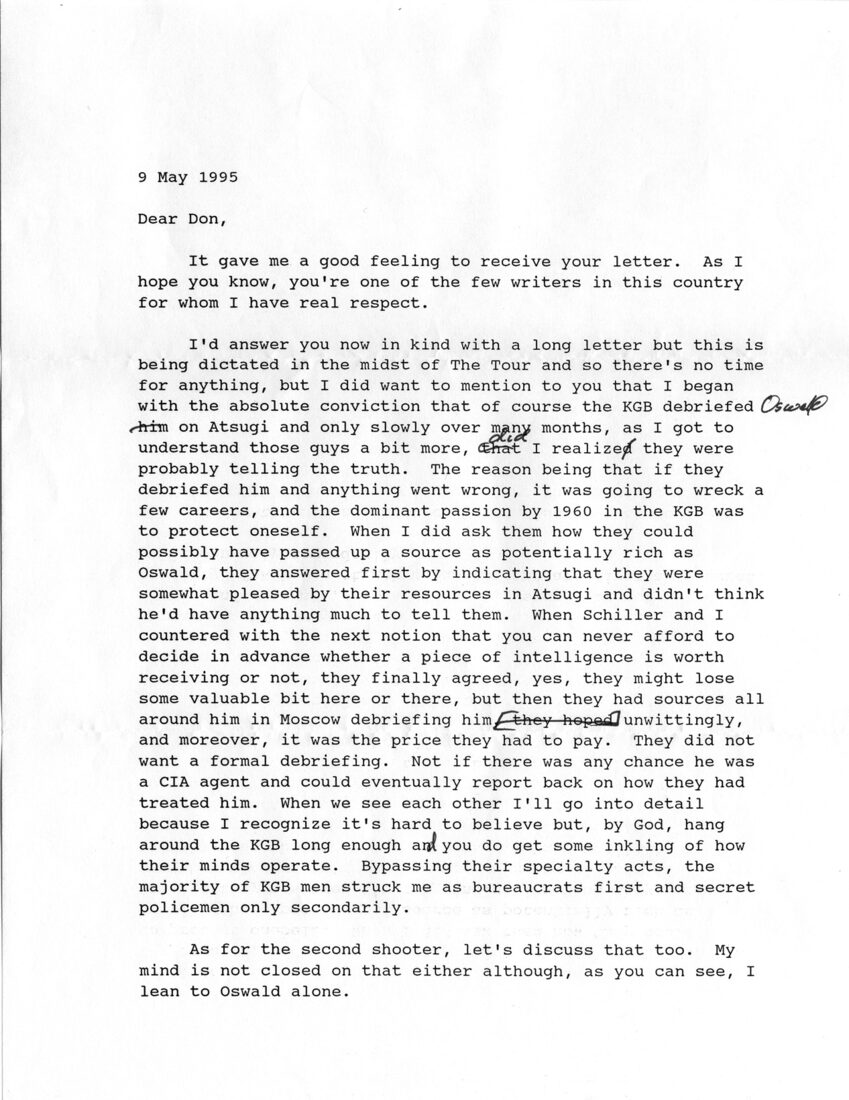 Norman Mailer’s reply to Don DeLillo, first page